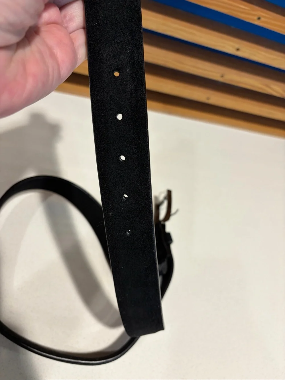 The Tie Bar Black Suede Belt with Gunmetal Buckle